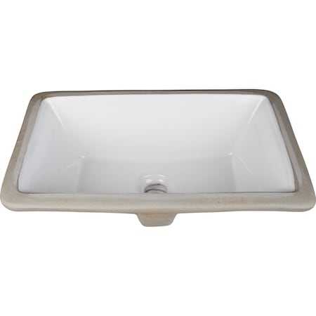 Hardware Resources 16" Lx9-7/8" W White Rectangle Undermount Porcelain Bathroom Sink With Overflow H8909WH
